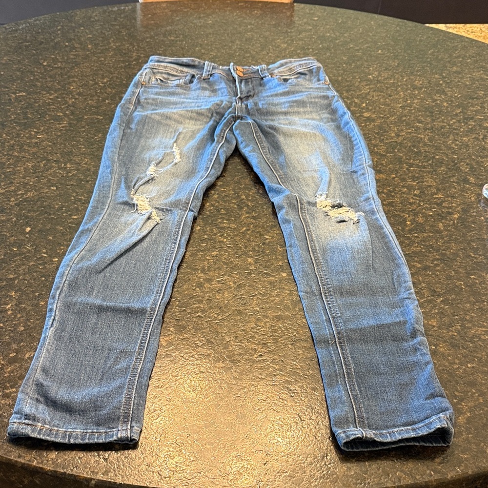 Indigo Rein Distressed Denim Straight Leg Jeans